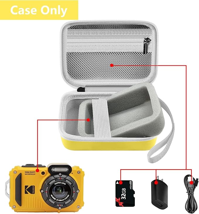 Leayjeen Camera Case Compatible with Kodak PIXPRO WPZ2 Rugged Waterproof Digital Camera,Underwater 1080P Full HD Photography Camera Case-Yellow(Case Only)