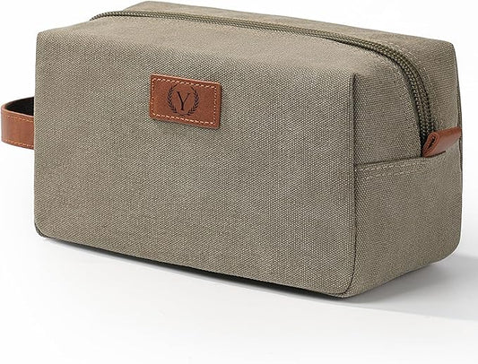 Janhavi Waterproof Makeup Bag Traveling,Groomsmen Gifts,Men's Accessories Case, Cruise Essentials Travel Bag, Engraved Initials & Wheat Ear, Mens Travel Bag Toiletry,Travel Essentials (Olive Green Y)