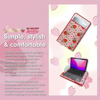 Sonix x Sanrio | Quilted Laptop Sleeve | 13-14 Inch, Quilted Soft Comfy Laptop Carrying Case, Computer Sleeve | My Melody x Strawberry Shortcake