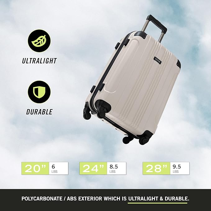 Kenneth Cole REACTION Out of Bounds Lightweight Hardshell 4-Wheel Spinner Luggage, Mushroom, 20-Inch Carry On