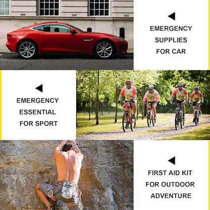 300Piece Small First Aid Kit Refill Supplies for Travel Mini Caming Emergency First Aid Kits Hiking Survival Essential Set for Outdoor Adventure, Yellow 1st Aid