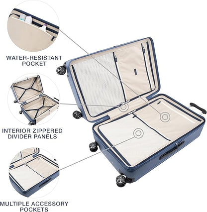 Travelpro Platinum Elite Hardside Expandable Checked Luggage, 8 Wheel Spinner, TSA Lock, Hard Shell Polycarbonate Suitcase, Dark Sky Blue, Checked Large 28-Inch