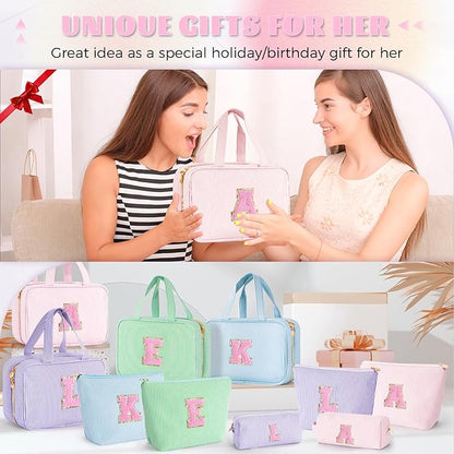 Christmas Gifts for Teenage Girls Stocking Stuffers for Teen Girls Initial Toiletry Bag | Cosmetic Travel Makeup Bag | 8 9 10 11 12 13 14 15 16 Years Old Girl Gifts Trendy Stuff - Pink K