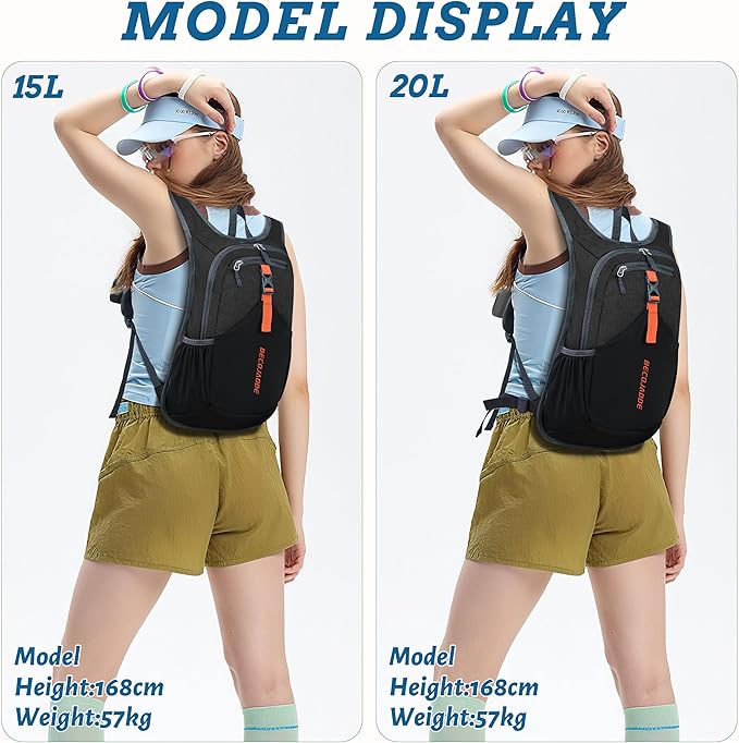 20L Small Hiking Backpack for Men Women Foldable Packable Back Pack Ultralight Hiking Daypack for Travel Camping Outdoor, Black