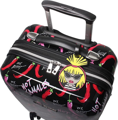 Betsey Johnson Designer 20 Inch Carry On - Expandable (ABS + PC) Hardside Luggage - Lightweight Durable Suitcase With 8-Rolling Spinner Wheels for Women (TAMALE, 20in)
