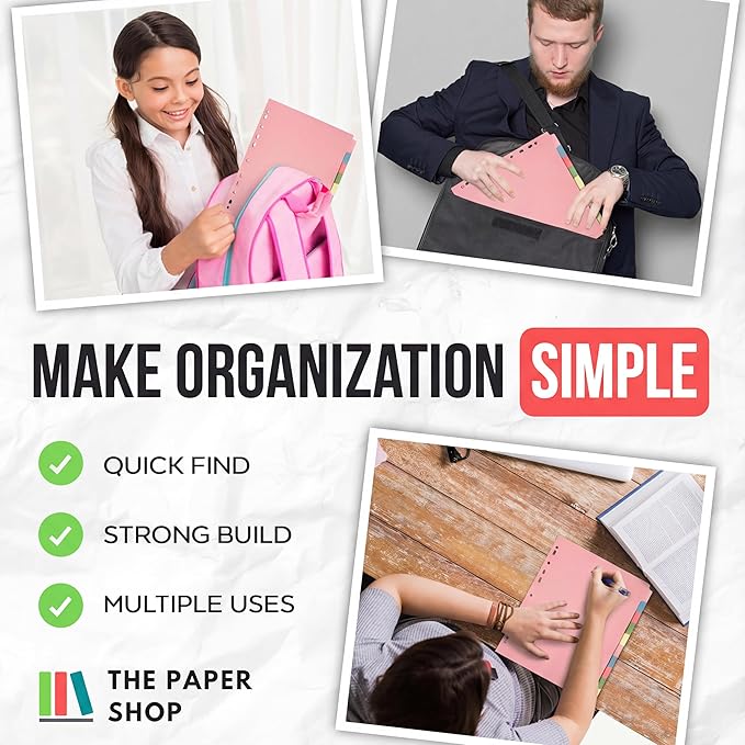 10 Tab Dividers for 3 Ring Binder – 10 Dividers Set with Tabs, Perfect for Organizing Documents, Binder Tab Dividers for Easy Filing (5 Pack)