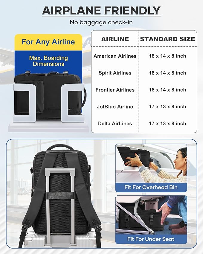 Vacuum Seal Backpack Travel With Pump,Mochila De Viaje Compresion Al Vacio,Personal Item Travel Backpack With Vacuum System,Large Carry On Vacpack Backpacks For Women Men,Black