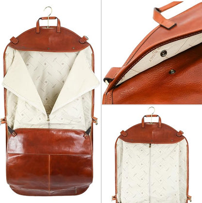 Leather Garment Bag Suit Carrier Slim Carry-on Garment Dress Protection Bag