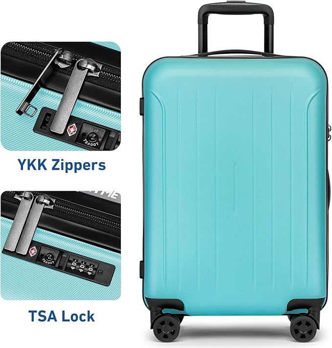 KYME Luggage Sets 2 Piece Hardshell 20"/24" Suitcase with Double Spinner Wheels Hardside Suitcases Sets with TSA Lock PC+ABS Travel Luggage (Mint Green, 2Pcs Set(20"/24"))