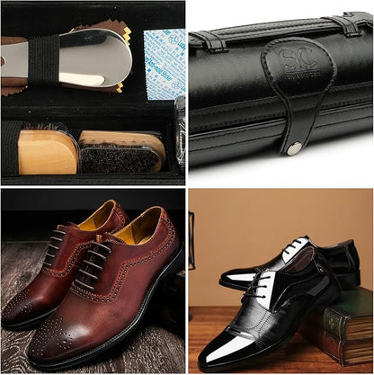 Stone and Clark Leather Shoe Shine Kit - 13 PCS Shoe Polish Kit for Complete Leather Boot Care, Compact & Travel Friendly