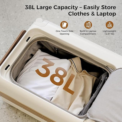 isinwheel Smart Rideable Luggage, Airline-Approved Electric Scooter Suitcase 22"x14"x9", 250W Motor Up to 8 MPH & 9.3 Miles Range,95.7Wh Removable Battery, TSA Lock,38L Carry-on Electric Luggage－White