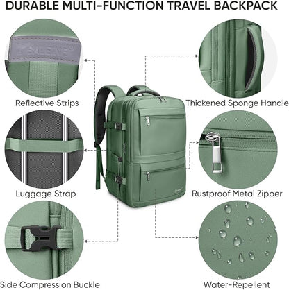 BALEINE Travel Backpack for Women Men, Large Sturdy Carry On Laptop Backpack Gifts for Business, Casual, Weekender, Hiking (XL, Olive Green)