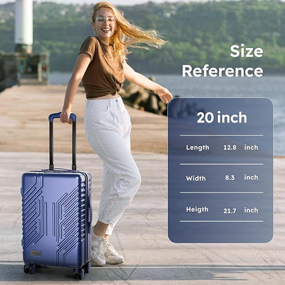 ALPHA CAMP 20-inch Carry On Luggage Airline Approved - PC+ABS Lightweight Suitcase with Built-in TSA Lock，Hard-shell Durable Rolling Luggage with USB Port