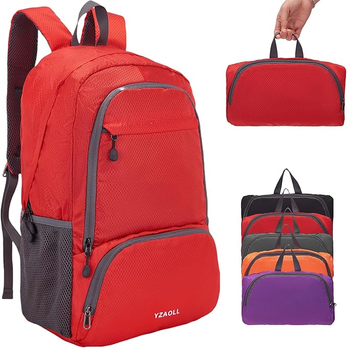 YZAOLL 30L Lightweight Packable Travel Hiking Backpack Daypack Foldable Backpack Water Resistant Daypack for Women Men