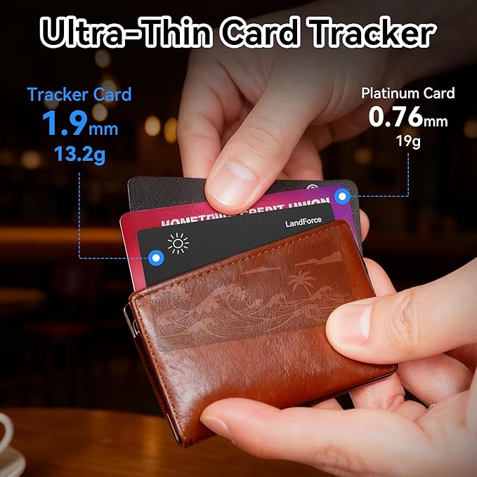 Air Tag Wallet Tracker Card 0.07in IP68 Waterproof Bluetooth Tracker Smart Wallets Finder, Passport, Work with Apple Find My, Wireless Charging, Card Locator[Apple MFi Certified] iOS Only