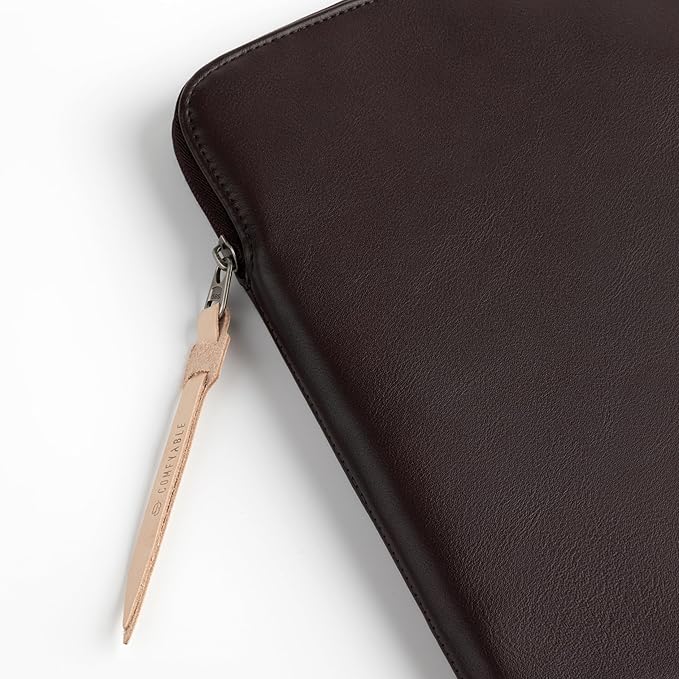 Comfyable Slim Protective Laptop Sleeve 15 Inch 14 Inch, PU Leather Bag Compatible with 15" MacBook Air (Snug Fit) M4 2025 & 14" MacBook Pro M4 (Loose Fit), Computer Case for Mac, Chocolate