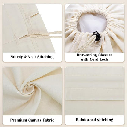 Canvas Laundry Bag with shoulder Strap 24" x 29", Large Drawstring Dirty Clothes Bag Washable Laundry Sack for College Dorm, Travel, Home, Camp (Beige)