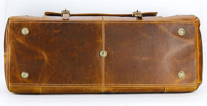 KomalC Leather Duffle Bags for Men and Women Travel Overnight Weekend sports bag holdall Gym Duffel for Men (Distressed Tan, 28 Inch)