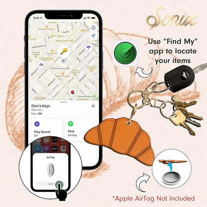 Sonix Keychain Case Compatible with Apple AirTag | Protective AirTag Cover Keychain Charm | Pretzel Croissant