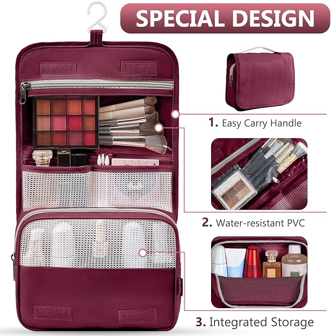 8 Set Packing Cubes for Travel,Gifts for Women Mom at Christmas,Anti-Tear Suitcase Organizers for Luggage with Hook Toiletry Bag,Teens & Friendship Gift,Vacation Essentials & Cruise Accessories,Wine