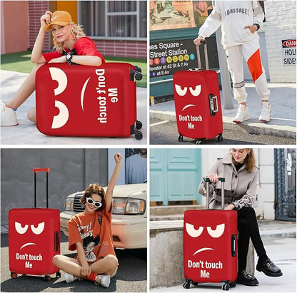 ANNA QUEEN Funny Luggage Cover, Don't Touch Me Red Face Design, Stretchable, Washable Travel Protector for 28-30 Inch Luggage