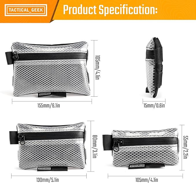 TACTICAL GEEK Storage A5 EDC Storage Pouch Set, Multi-Purpose Molle EDC Gadget Pouch, Multi-Functional Utility Small Tool Pocket,Luggage Organiser Divider Small Pouch Organizer for Daily Carry (White)