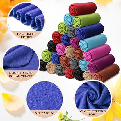 Kinlop Fleece Blanket Bulk 60 x 50 Inch Soft Lightweight Fleece Cozy Blanket Warm Throw Plush Pet Throw for Bed Couch Sofa Home Office Wedding Gifts Travel Camping(Chic Color,60 Packs)