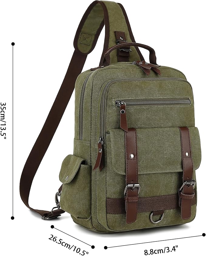 Vintage Messenger Bag, Canvas Backpack for Travel, Men's Shoulder Bag, Dual-use Bag for Hand Carry and Crossbody Carry