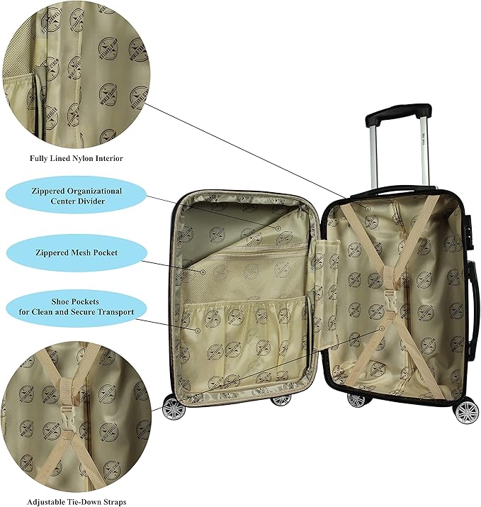 World Traveler Butterfly 28-Inch Polycarbonate Hardside Expandable Spinner Luggage with Enhanced Wheel System