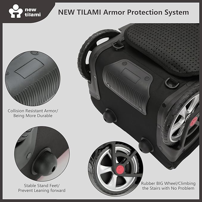 NEW TILAMI 20" Rolling Backpack for Teens Adults, Climbing Stairs Waterproof Backpack with Wheels for School Business Trave Camping with Laptop Compartment, Fit 17 Inch Laptop, Black