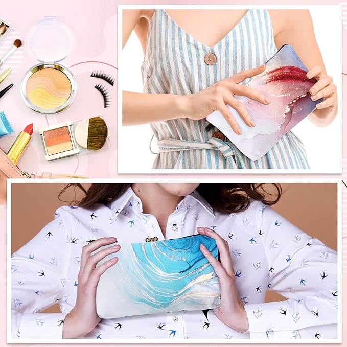 Dunzy 20 Pcs Makeup Bags Bulk Graduation Gift Cosmetic Bag Makeup with Zipper Pouch Waterproof Portable Travel Toiletry for Women Teacher Birthday Thanksgiving Christmas Gifts(Marble)