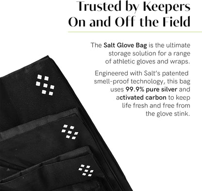 Salt Glove Bag Smell-Proof Durable Odor Containing Bag for Gloves - Extra Large - Water-Resistant and Easy to Clean Smell Proof Bag - Black