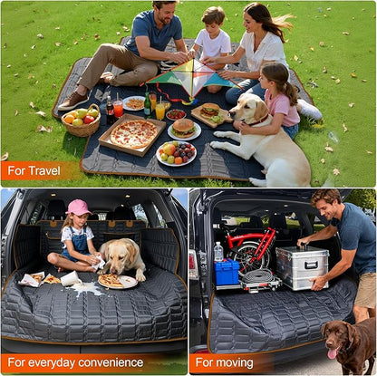 SUV Cargo Liner for Dogs, Waterproof Pet Cargo Cover Dog Seat Mat for SUVs Sedans Vans with Bumper Flap Protector, Scrachproof Non-Slip Large Size Dog Seat Mat Universal Fit, Brown