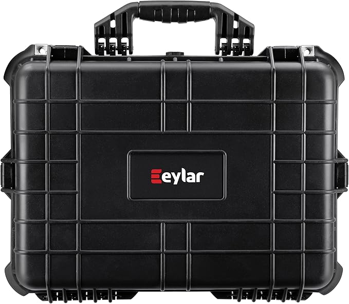Eylar 20" Large Hard Case Equipped With Ragar Reconfigurable & Reusable XP Crosslinked Foam Insert, Waterproof, Shockproof For Equipment, Drones And Cameras (2 Ragar Layers) (Black)