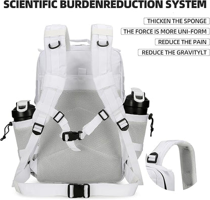 45L Tactical Assault Backpack 3 day assault pack with Molle Waterproof backpack Rucksack for Tactical Backpacks (White)