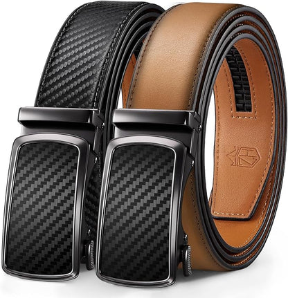 Zitahli Mens belt 2 Pack - Men Leather Belt Design for Work Business and Casual Golf Jeans-Men's Accessories Gifts for Men