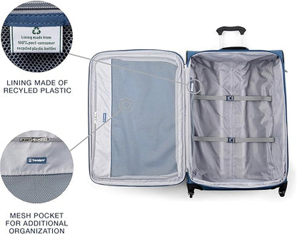 Travelpro Maxlite 5 Softside Expandable Luggage with 4 Spinner Wheels, Lightweight Suitcase, Men and Women, Ensign Blue, Checked-Large 29-Inch