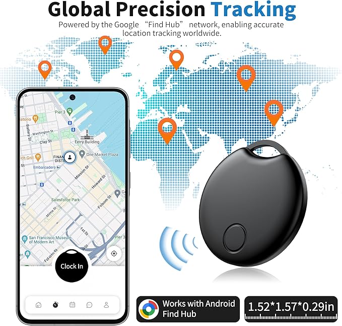Air Tracker Tags-4 Pack for Android, Bluetooth Tracker Works with Google’s Find Hub | Android Only | Replaceable Battery | Water- Resistance | Item Finder for Luggage, Wallet, Key,Suitcases