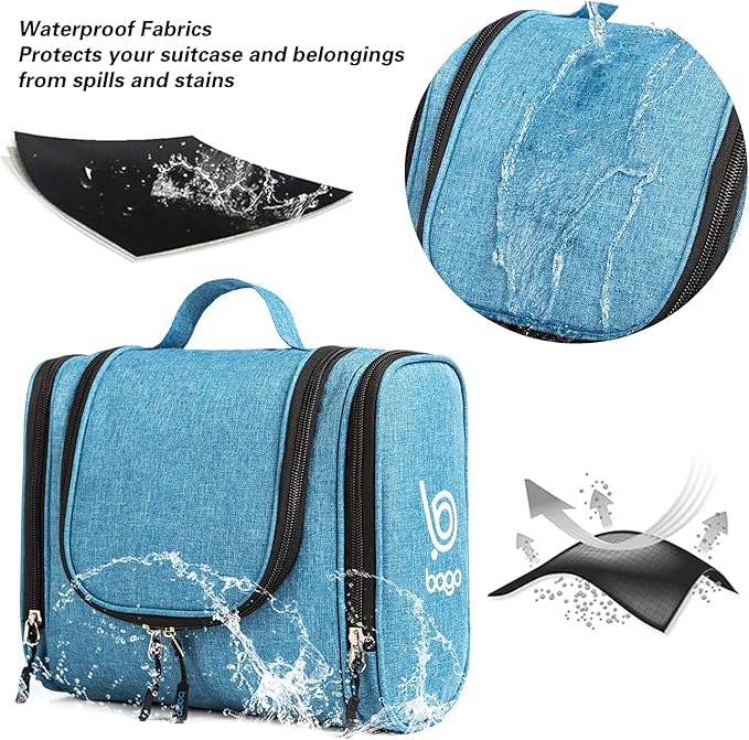 Bago Travel Toiletry Bag for Women and Men X-Large Waterproof Hanging Large Toiletry Bag for Bathroom and Travel Bag for Toiletries Organizer -Travel Makeup Bag (SnowBlue)