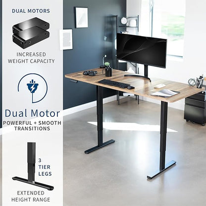 VIVO Electric 71 x 30 in Dual Motor Sit Stand Desk, Memory Height Adjustment, 2B Series, Reclaimed Wood Top Black Frame, DESK-KIT-2B7P