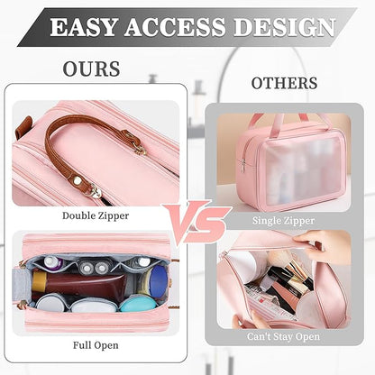YOOLIFE Gifts for Women Teen Girls - Birthday Gifts for 7 8 9 10 11 12 13 14 15 16 17 18 Year Old Girl Birthday Gift, Travel Toiletry Bag Initial Makeup Bag Letter E Pink