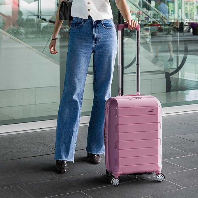 Traveler's Choice Pagosa Indestructible Hardshell Expandable Spinner Luggage, Mauve, 22-Inch Carry-on
