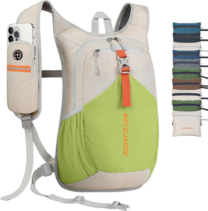 20L Small Hiking Backpack for Men Women Foldable Packable Back Pack Ultralight Hiking Daypack for Travel Camping Outdoor, Beige Green