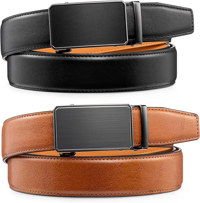 Zitahli Mens belt 2 Pack - Men Leather Belt Design for Work Business and Casual Golf Jeans-Men's Accessories Gifts for Men