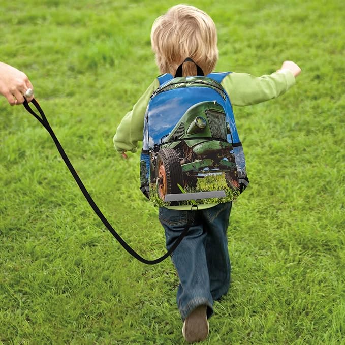 Old farm Tractor Kid's Toddler Backpack for Boys Girls Preschool Nursery with Safety Leash (012216)