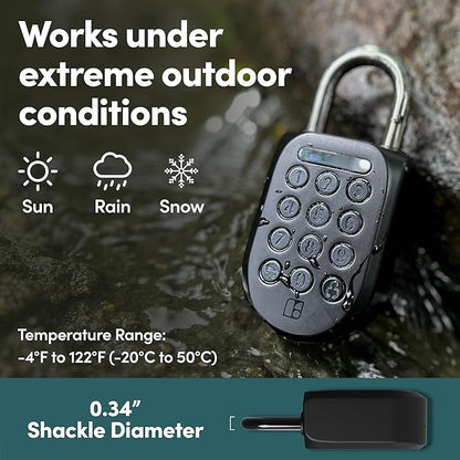 igloohome New Smart Padlock 2 (SP2), The Toughest Smart Padlock – Generate Access from Anywhere with The Mobile app (iOS/Android) – No WiFi Needed, Waterproof & Rechargeable