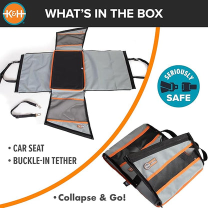 K&H Pet Products Buckle N Go Dog Car Seat for Large Dogs, Waterproof Fabric, Breathable Mesh Sides, Adjustable Seat Belt Leash, Carseat for Medium to Large Pets, Car Seat Cover - 21 X 19 X 19in