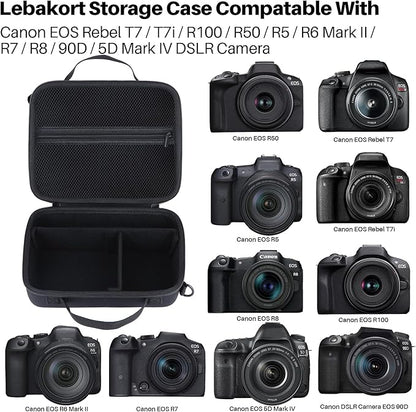 Storage Case Compatible with Canon EOS Rebel T7 / T7i / R100 / R50 / R5 / R6 Mark II / R7 / R8 / 90D / 5D Mark IV Camera