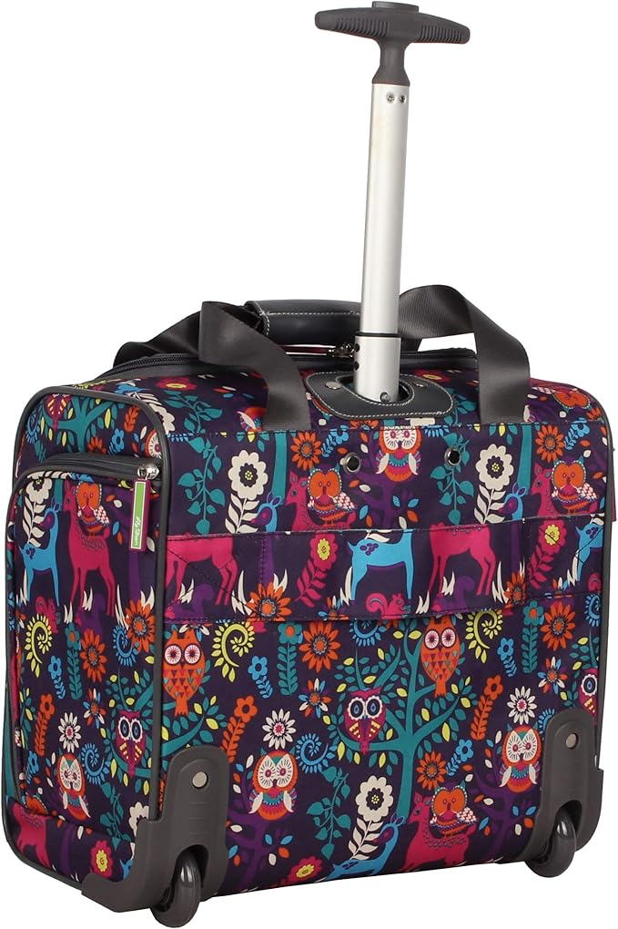 Lily Bloom Designer 15 Inch Carry On - Weekender Overnight Business Travel Luggage - Lightweight 2- Rolling Wheels Suitcase - Under Seat Rolling Bag for Women (Wildwoods)