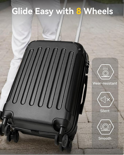 Carry On Luggage 22x14x9 Airline Approved, Hardside Suitcase with Wheels, TSA Approved, Rose Gold